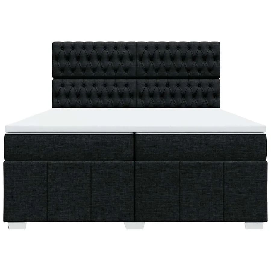 Sommier à lattes de lit avec matelas Noir 200x200 cm Tissu - 6