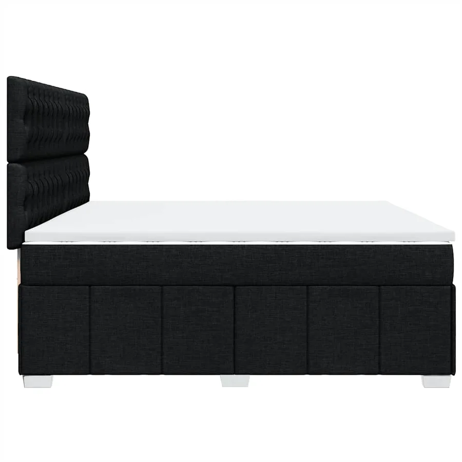 Sommier à lattes de lit avec matelas Noir 200x200 cm Tissu - 7