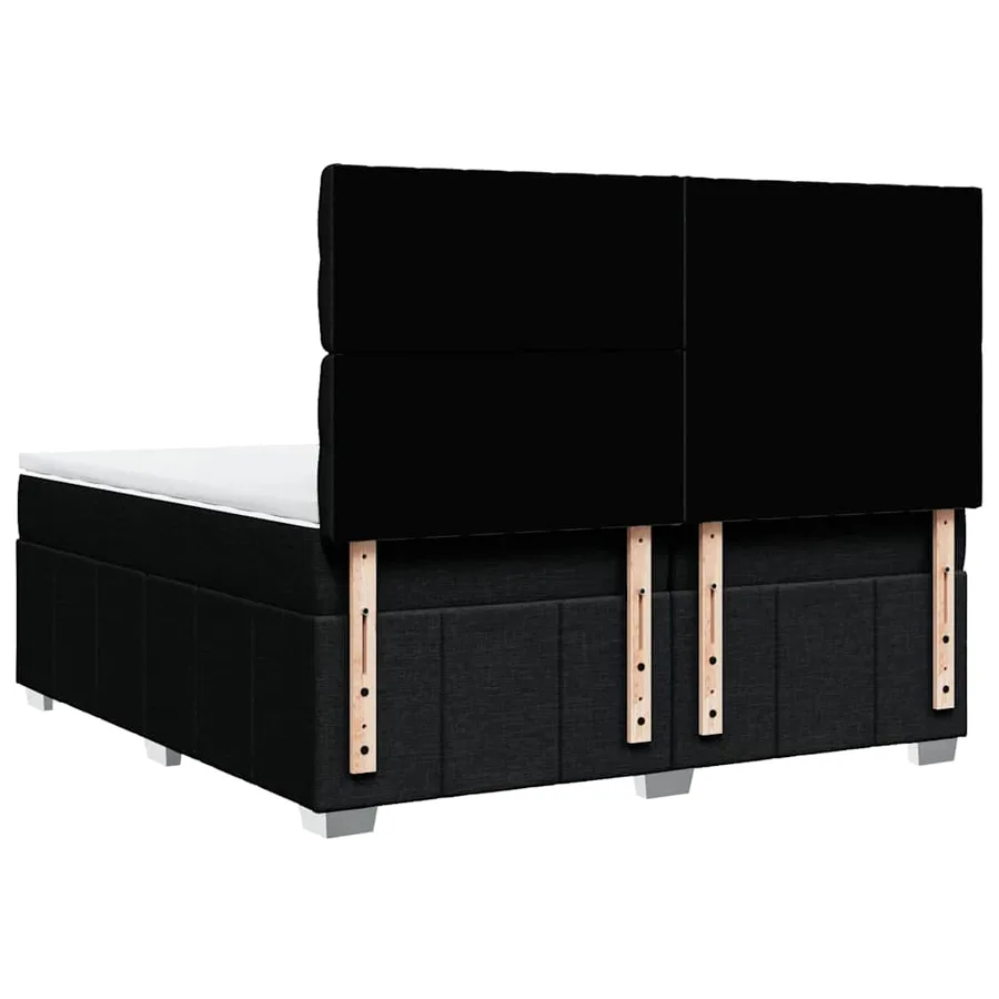 Sommier à lattes de lit avec matelas Noir 200x200 cm Tissu - 8