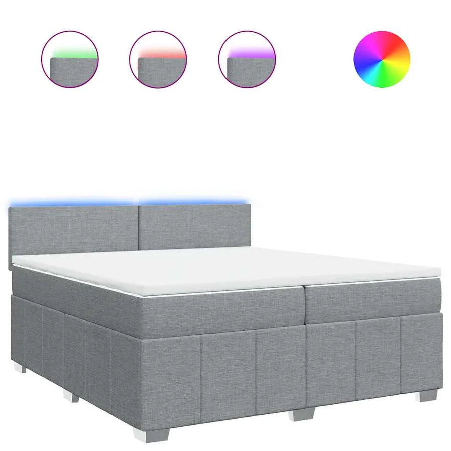 Sommier à lattes de lit avec matelas Gris clair 200x200cm Tissu - 2