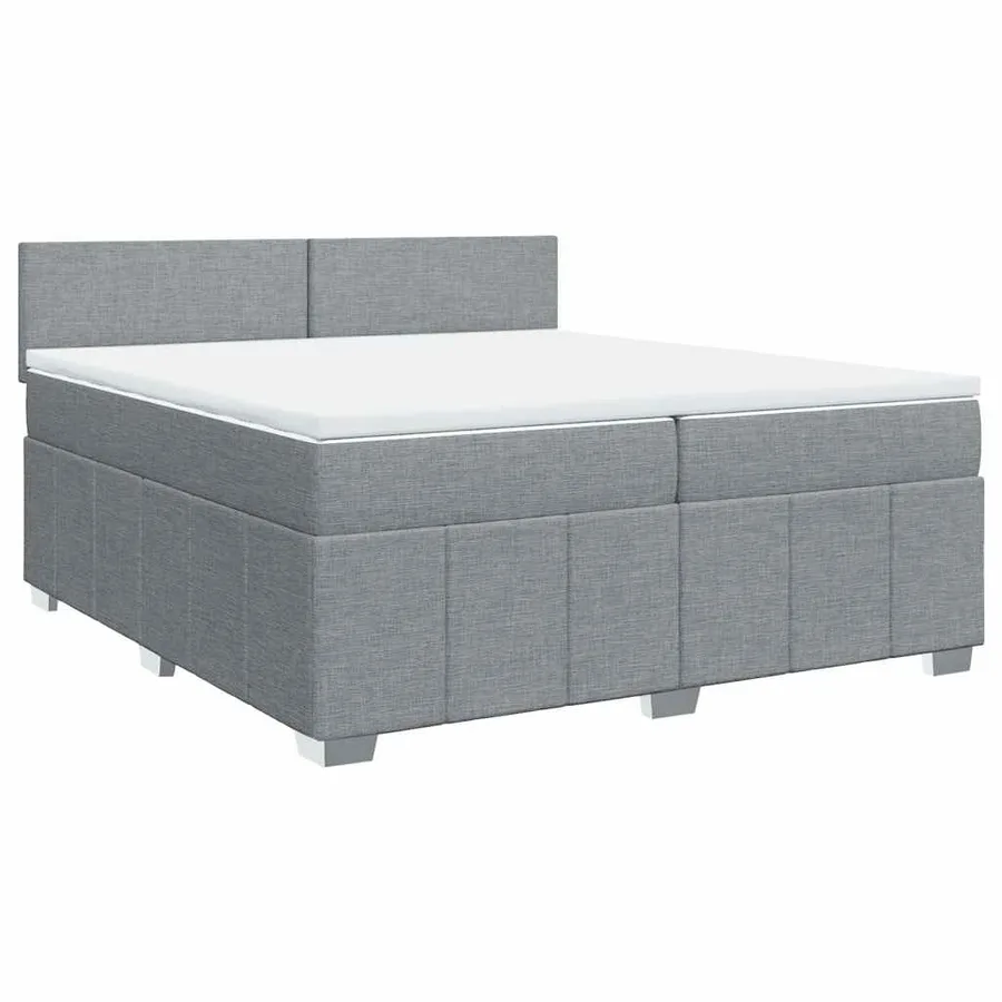 Sommier à lattes de lit avec matelas Gris clair 200x200cm Tissu - 3
