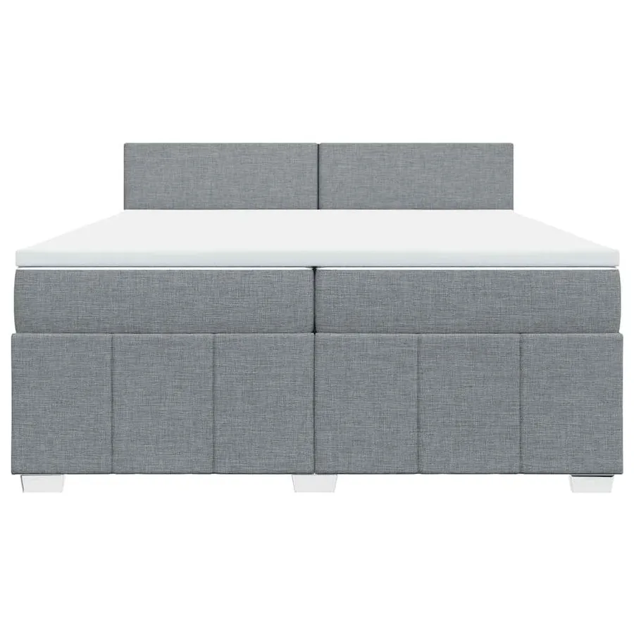 Sommier à lattes de lit avec matelas Gris clair 200x200cm Tissu - 6