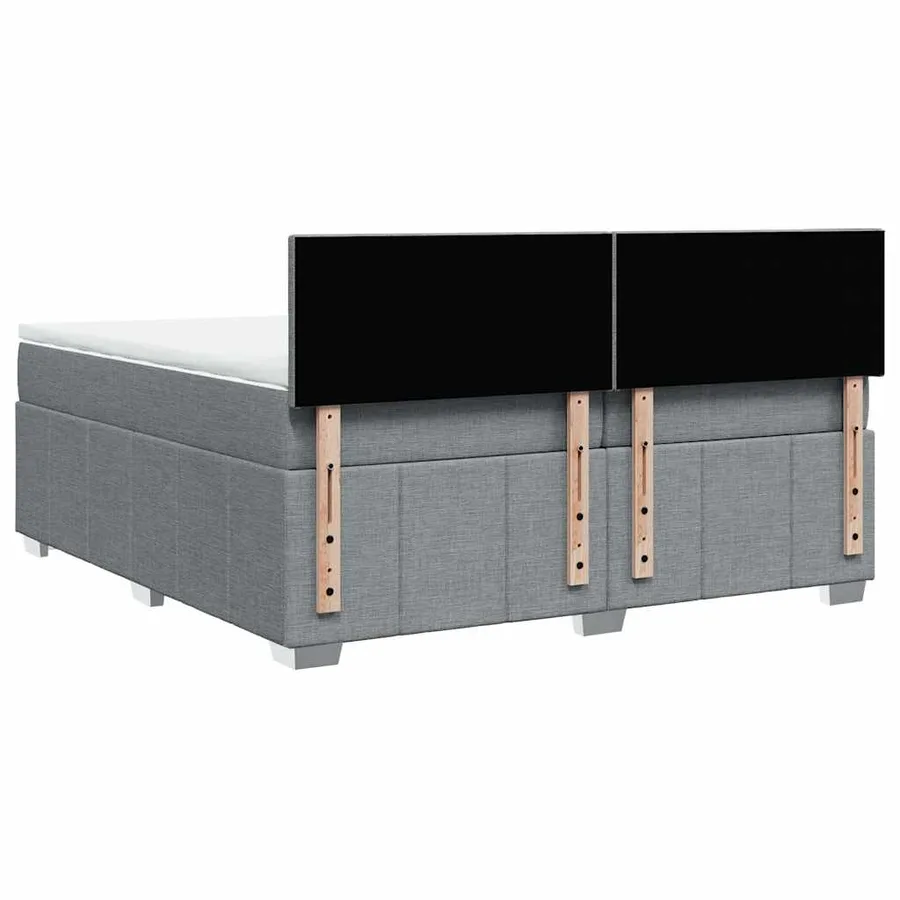 Sommier à lattes de lit avec matelas Gris clair 200x200cm Tissu - 8