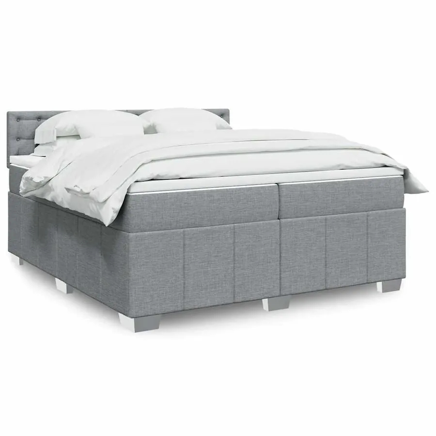 Sommier à lattes de lit avec matelas Gris clair 200x200cm Tissu