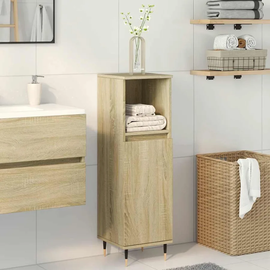 Armoire salle de bain chêne sonoma 30x30x100 cm - 3