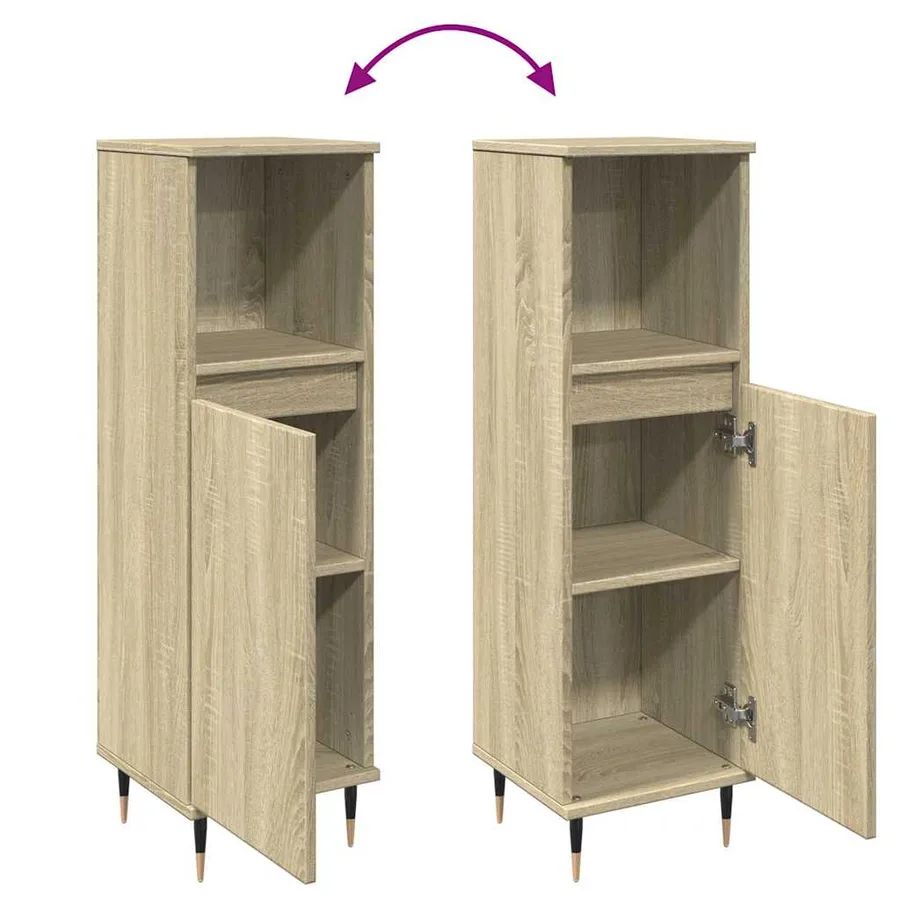 Armoire salle de bain chêne sonoma 30x30x100 cm - 7