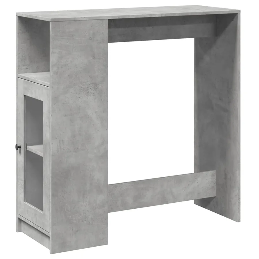 Table de bar avec étagères gris béton bois d'ingénierie - 2