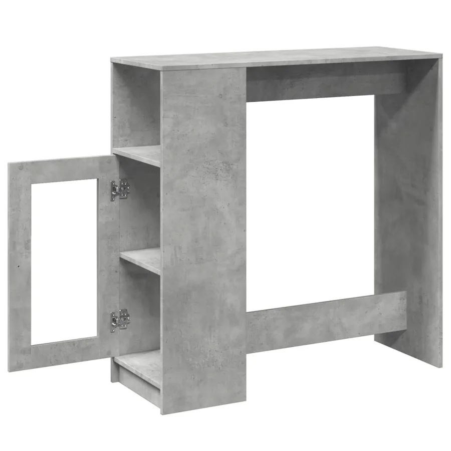 Table de bar avec étagères gris béton bois d'ingénierie - 5