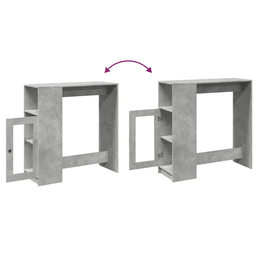 Table de bar avec étagères gris béton bois d'ingénierie - 8