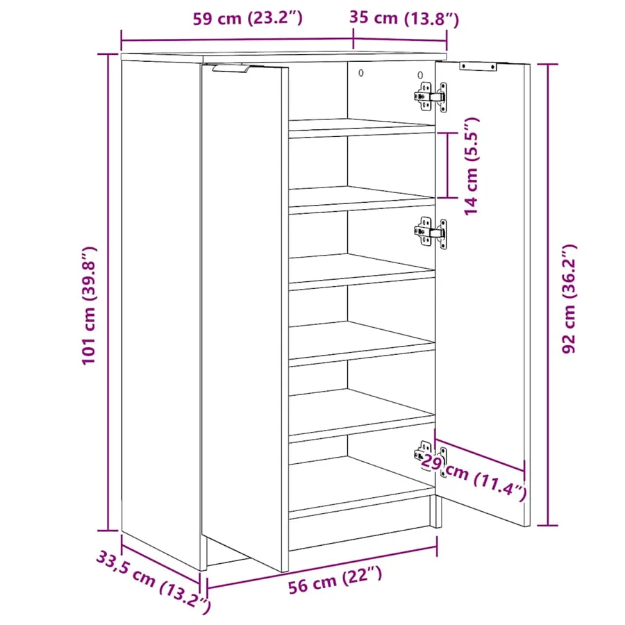 Armoire à chaussures chêne artisanal bois d'ingénierie - 10
