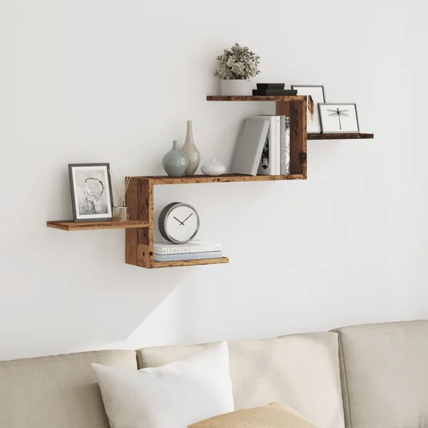 Étagère murale vieux bois 104x15x49 cm bois d'ingénierie