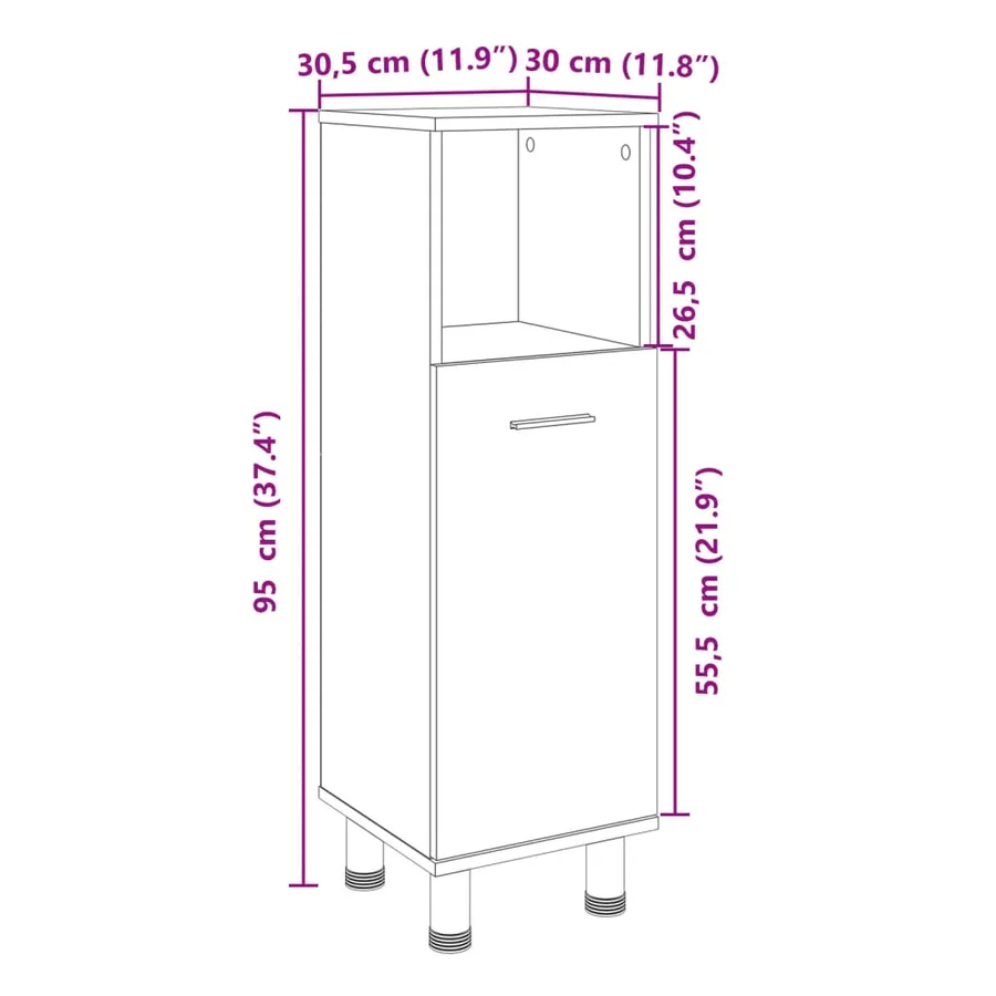 Armoire de salle de bain chêne sonoma 30,5x30x95 cm - 10