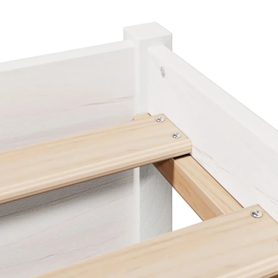 Lit bibliothèque sans matelas blanc 140x200 cm bois pin massif - 10