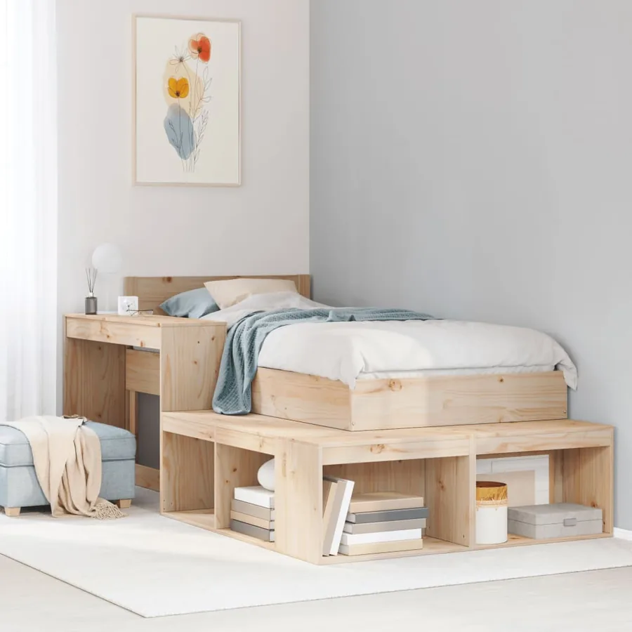 Cadre de lit sans matelas 75x190 cm bois de pin massif