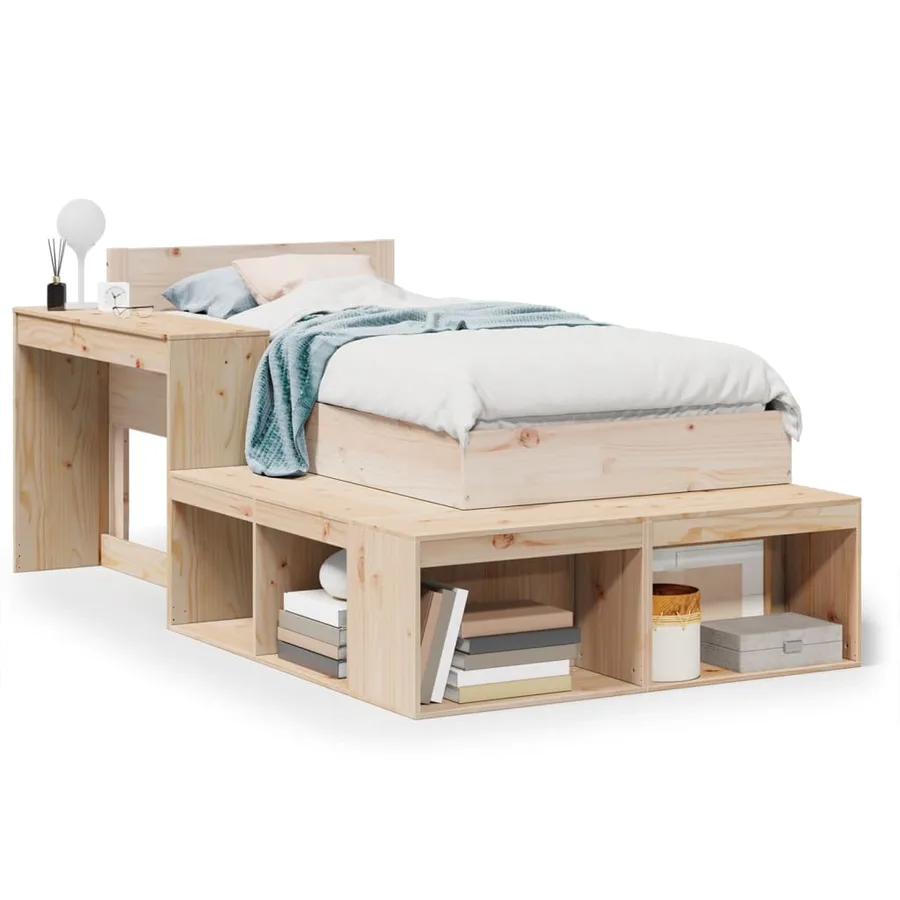 Cadre de lit sans matelas 75x190 cm bois de pin massif - 2