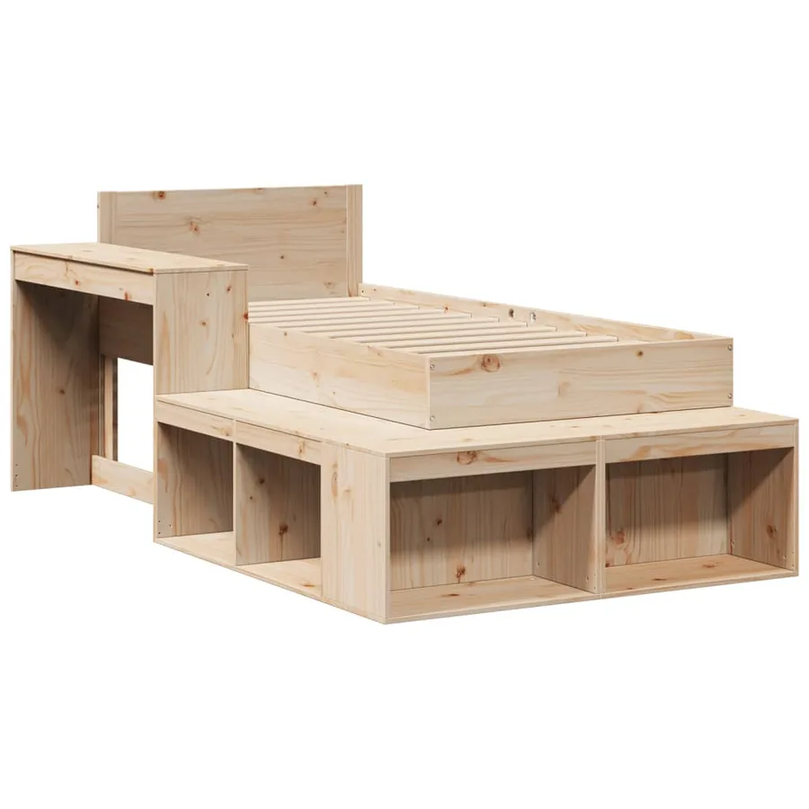 Cadre de lit sans matelas 75x190 cm bois de pin massif - 3