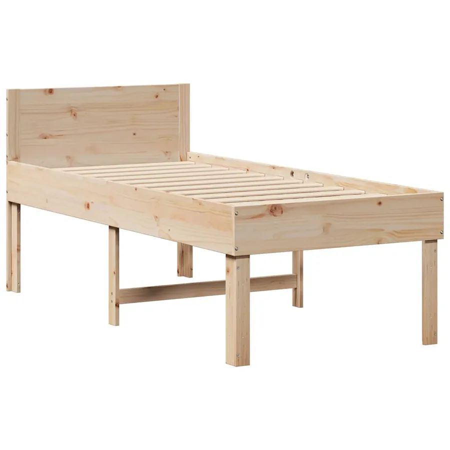 Cadre de lit sans matelas 75x190 cm bois de pin massif - 5