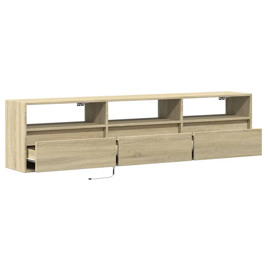 Meuble TV mural avec LED chêne sonoma 180x31x45 cm - 9