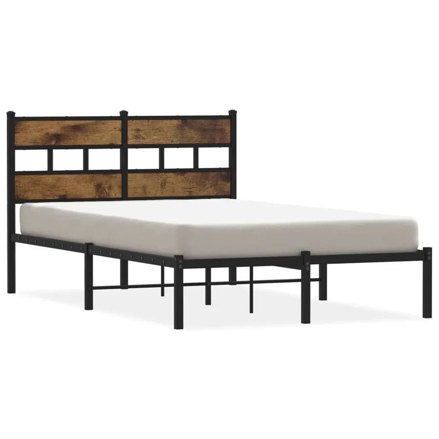 Cadre de lit en métal sans matelas chêne fumé 120x200 cm - 2