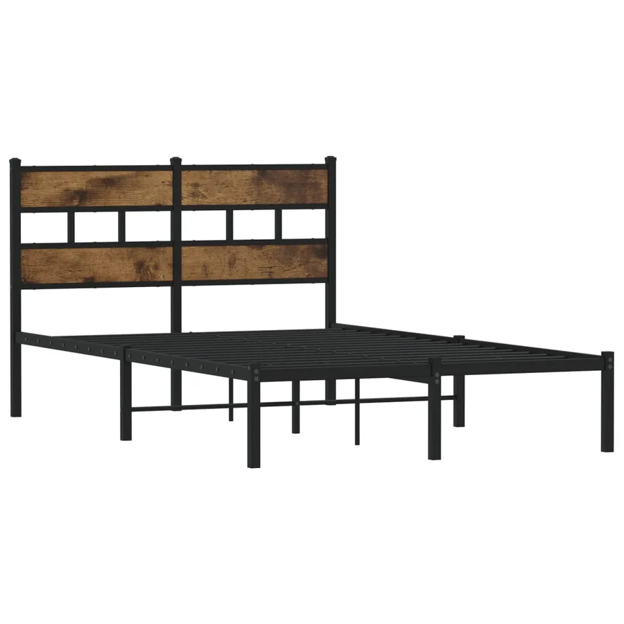Cadre de lit en métal sans matelas chêne fumé 120x200 cm - 3