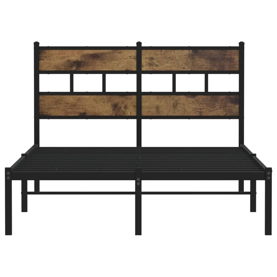 Cadre de lit en métal sans matelas chêne fumé 120x200 cm - 4