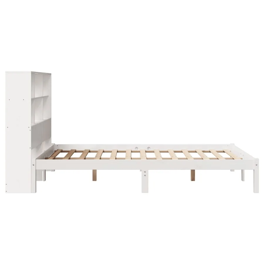 Lit bibliothèque sans matelas blanc 140x190 cm bois pin massif - 7