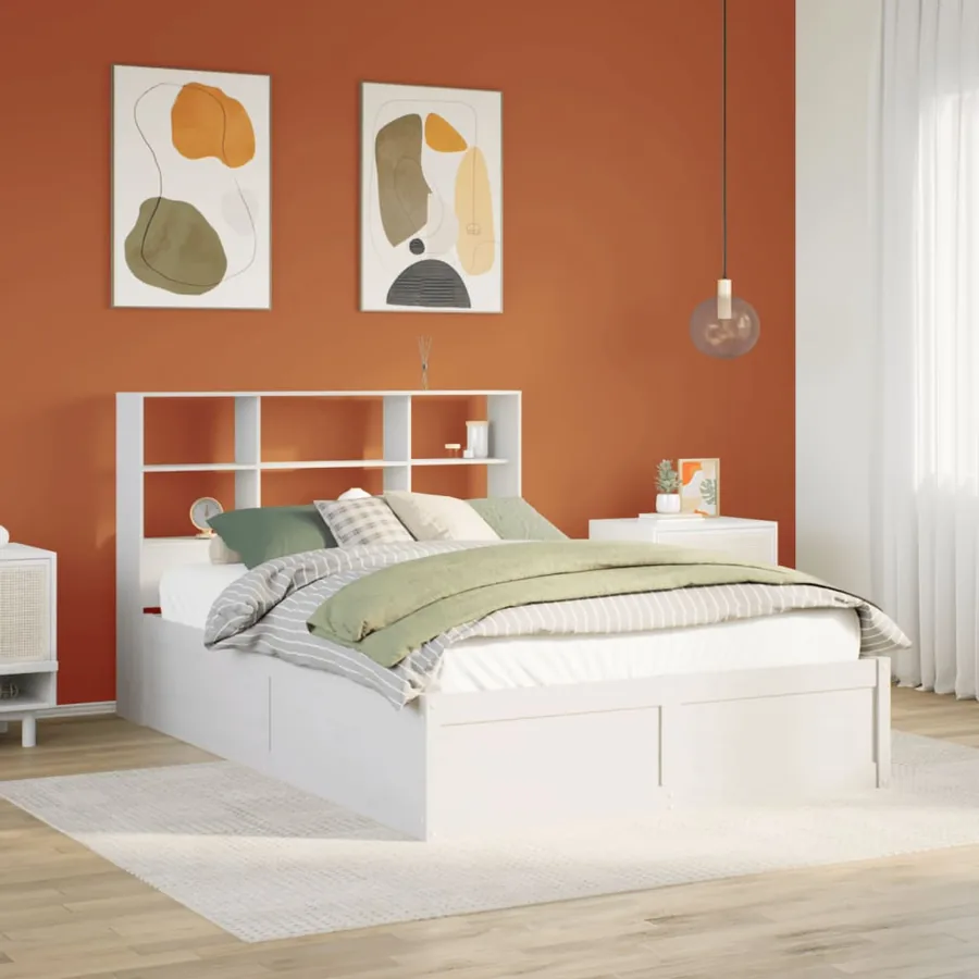 Cadre de lit sans matelas blanc 140x190 cm bois de pin massif