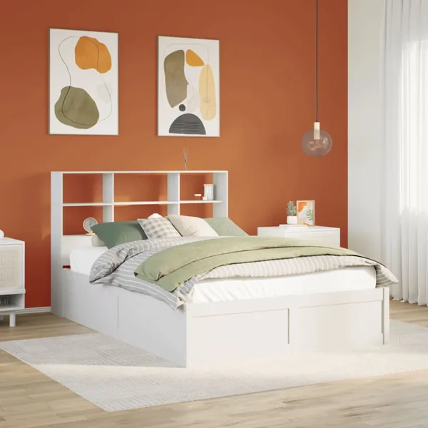 Cadre de lit sans matelas blanc 140x190 cm bois de pin massif