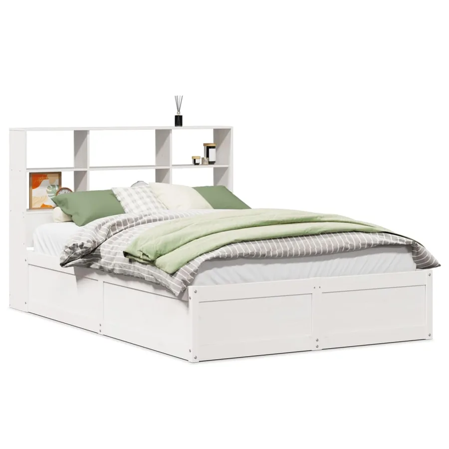 Cadre de lit sans matelas blanc 140x190 cm bois de pin massif - 2