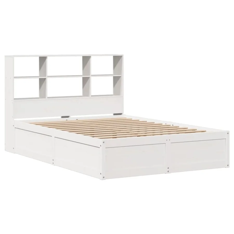 Cadre de lit sans matelas blanc 140x190 cm bois de pin massif - 3