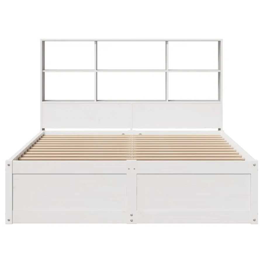 Cadre de lit sans matelas blanc 140x190 cm bois de pin massif - 4