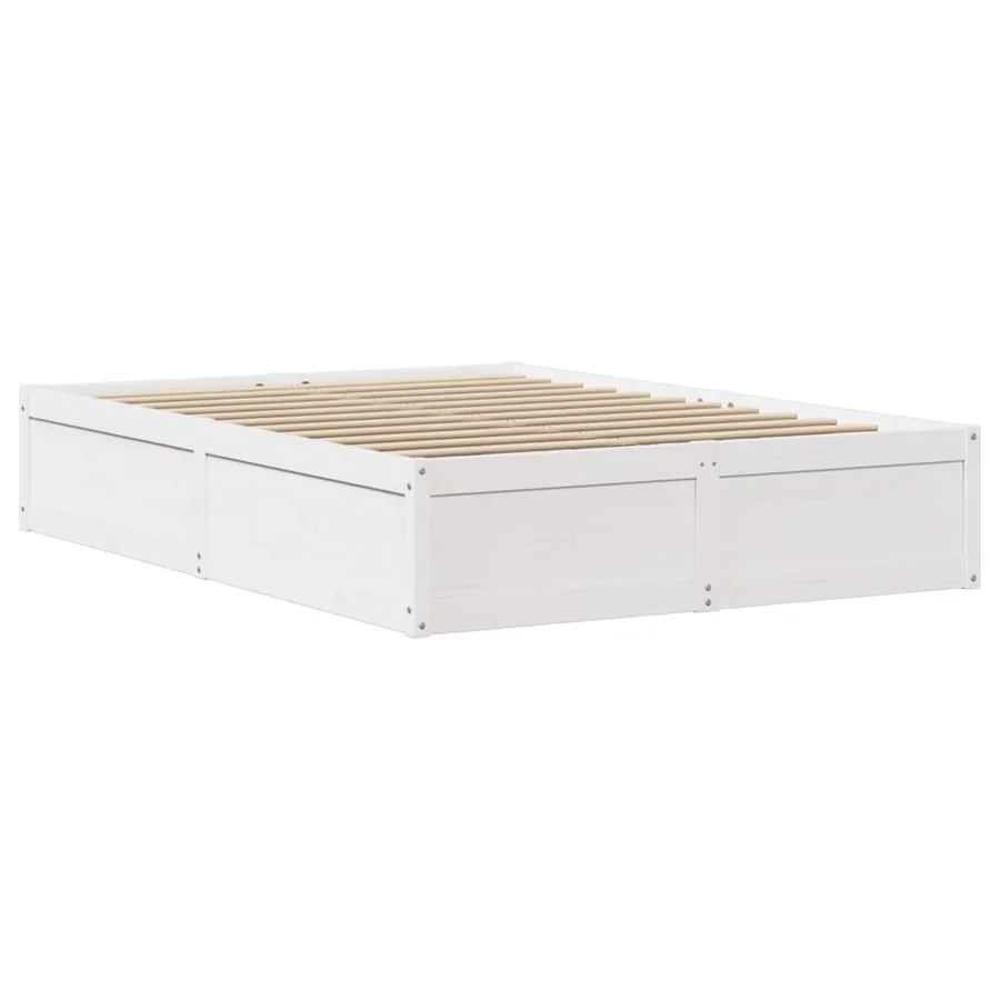 Cadre de lit sans matelas blanc 140x190 cm bois de pin massif - 5