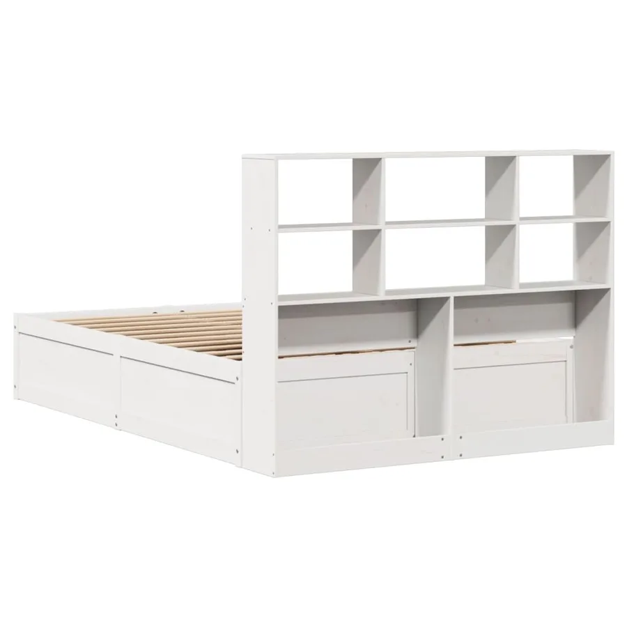 Cadre de lit sans matelas blanc 140x190 cm bois de pin massif - 7