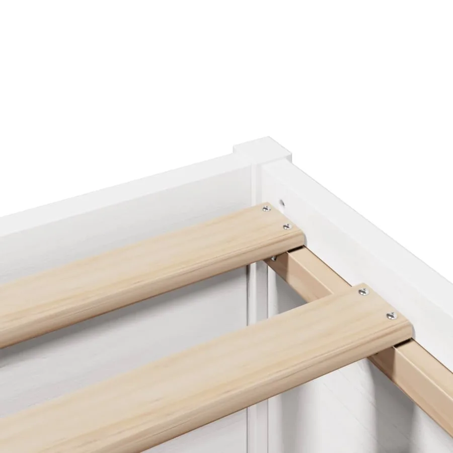 Cadre de lit sans matelas blanc 140x190 cm bois de pin massif - 9