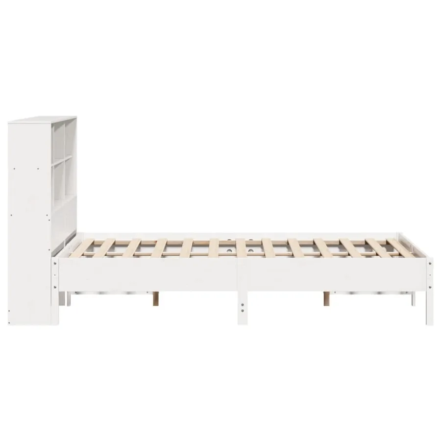 Lit bibliothèque sans matelas blanc 140x200 cm bois pin massif - 5