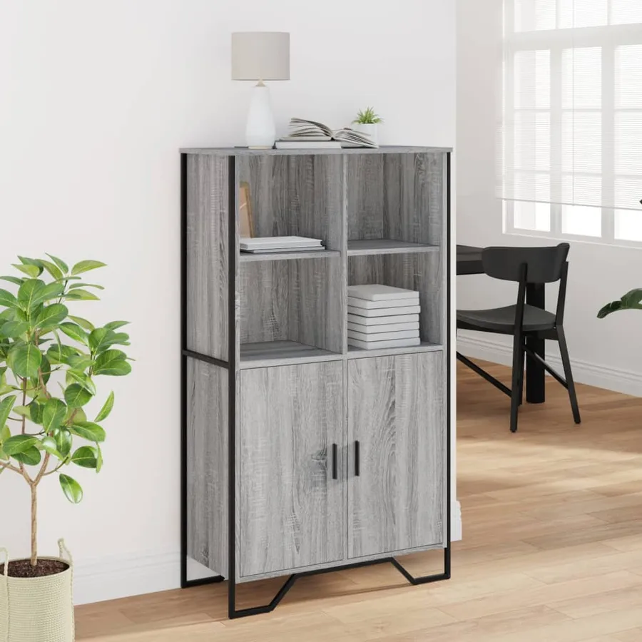 Buffet haut sonoma gris 79,5x35,5x137,5 cm bois d'ingénierie - 3