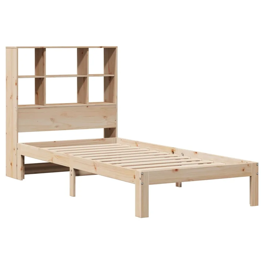 Lit bibliothèque sans matelas 90x190 cm bois de pin massif - 3