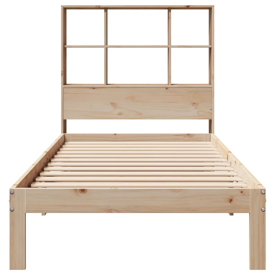 Lit bibliothèque sans matelas 90x190 cm bois de pin massif - 4