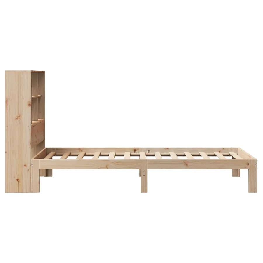 Lit bibliothèque sans matelas 90x190 cm bois de pin massif - 7