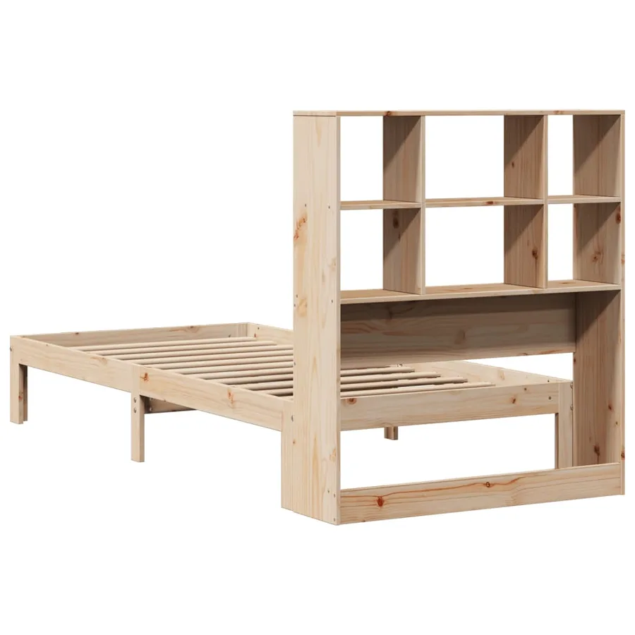 Lit bibliothèque sans matelas 90x190 cm bois de pin massif - 8