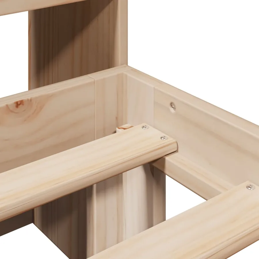 Lit bibliothèque sans matelas 90x190 cm bois de pin massif - 9