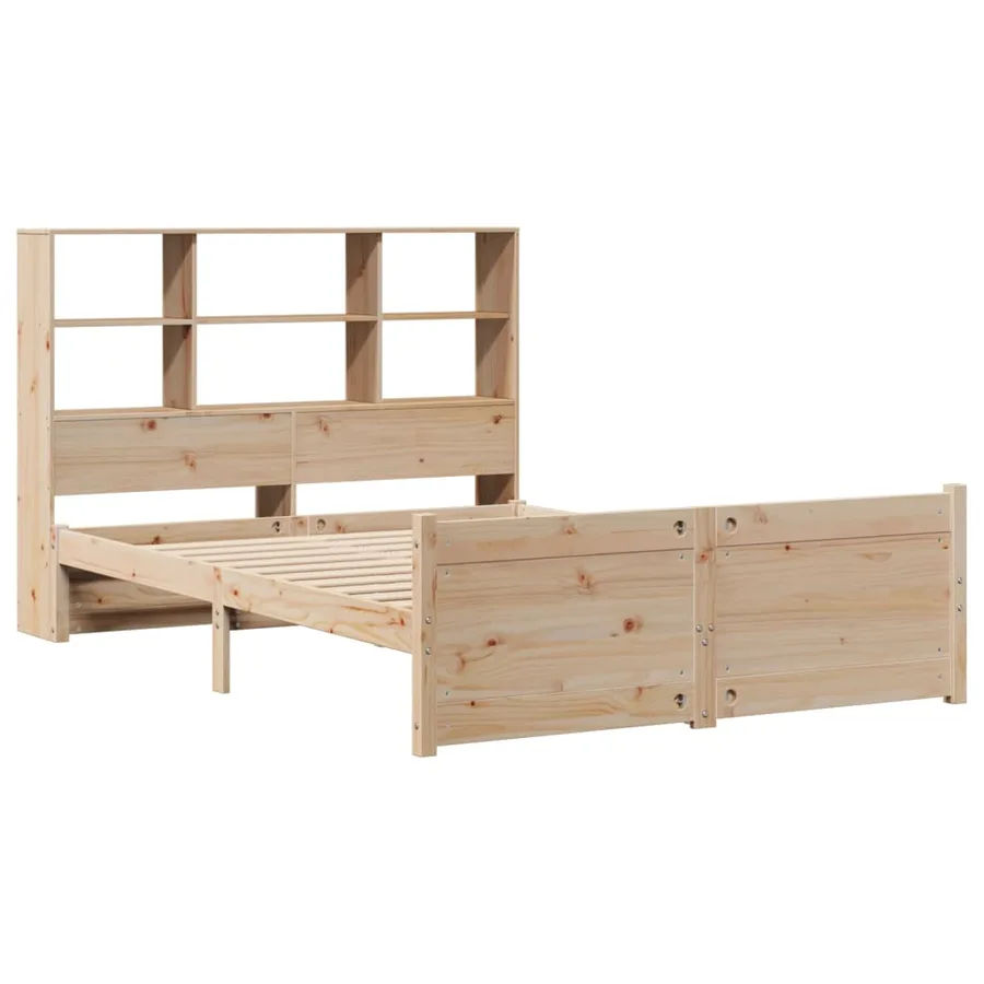 Lit bibliothèque sans matelas 140x200 cm bois massif de pin - 3