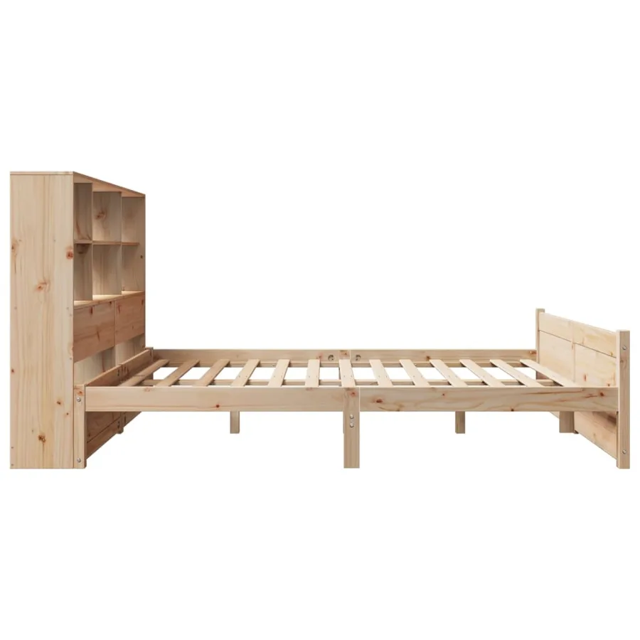 Lit bibliothèque sans matelas 140x200 cm bois massif de pin - 5