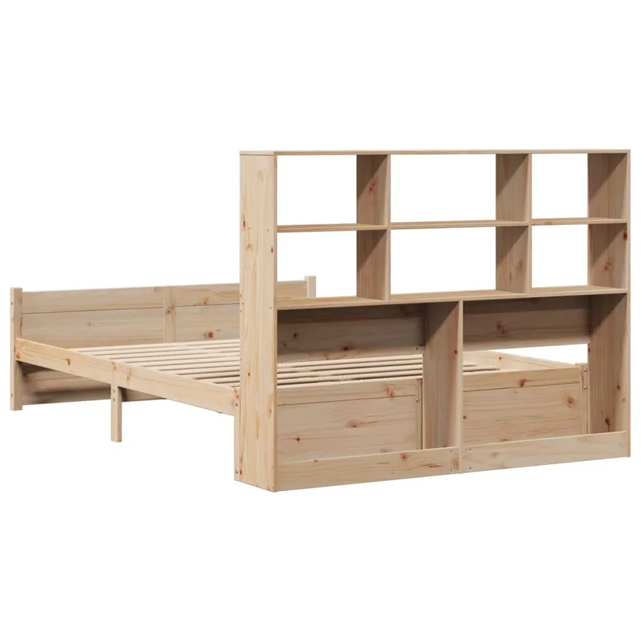 Lit bibliothèque sans matelas 140x200 cm bois massif de pin - 6