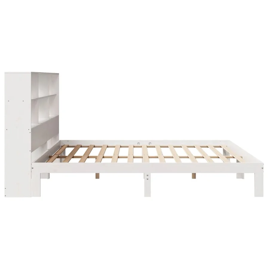 Lit bibliothèque sans matelas blanc 180x200 cm bois pin massif - 7