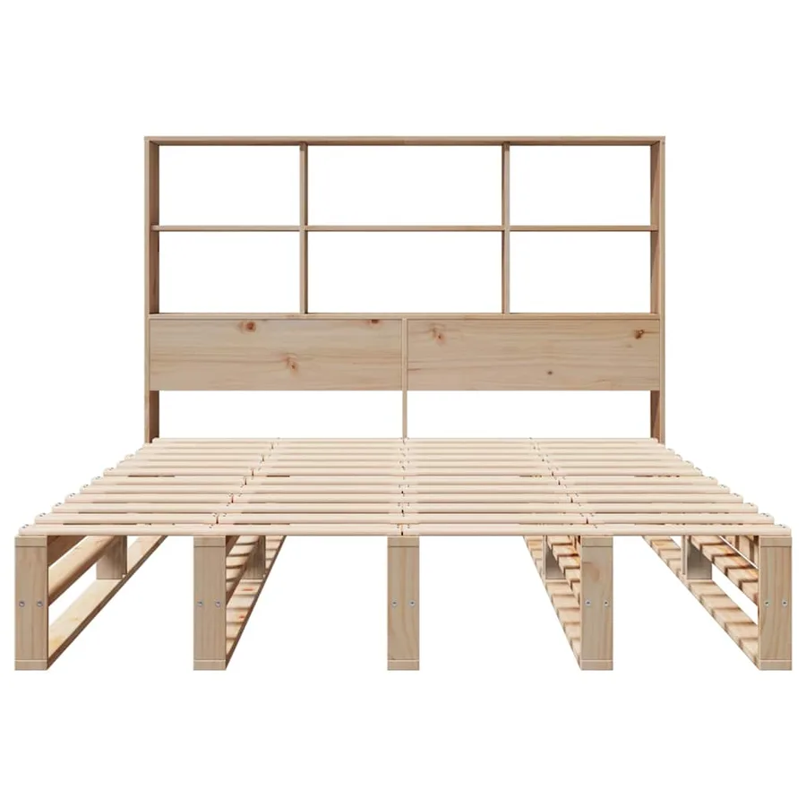 Lit bibliothèque sans matelas 140x190 cm bois massif - 4