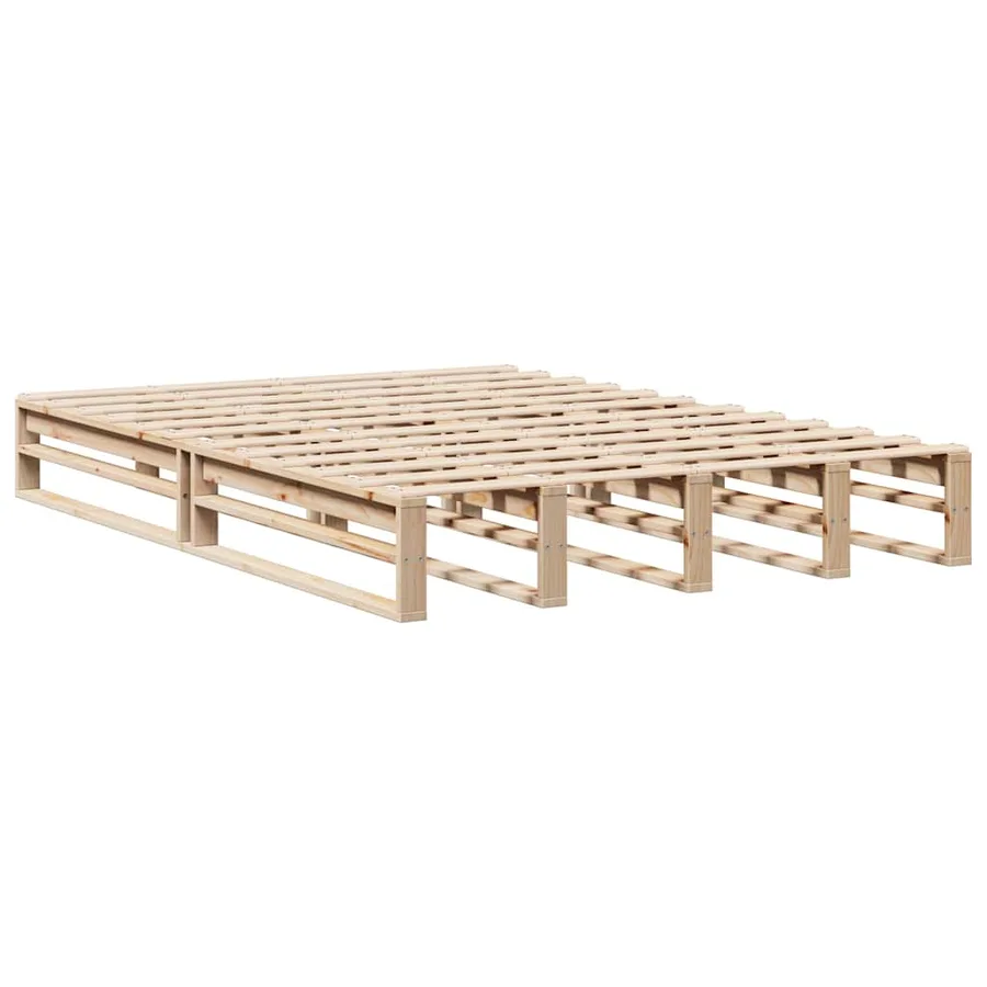 Lit bibliothèque sans matelas 140x190 cm bois massif - 5