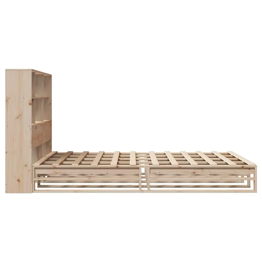 Lit bibliothèque sans matelas 140x190 cm bois massif - 7