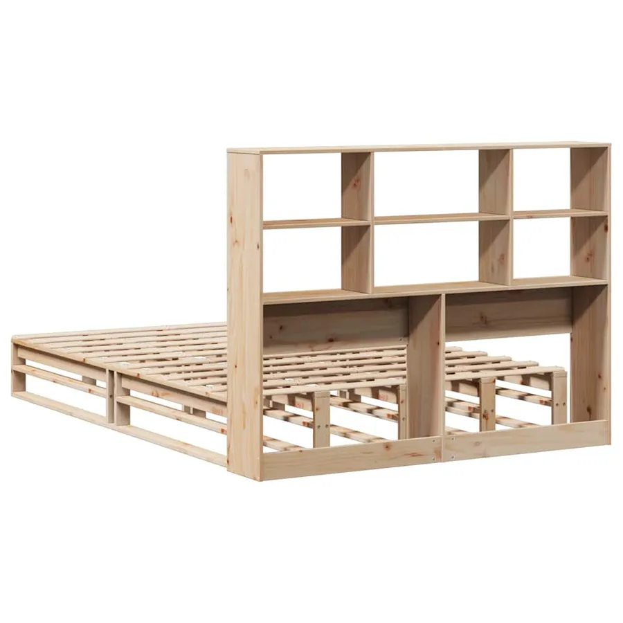 Lit bibliothèque sans matelas 140x190 cm bois massif - 8