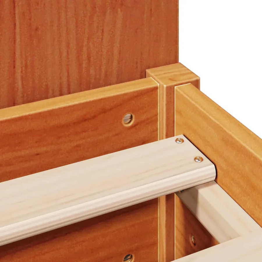 Lit bibliothèque sans matelas cire marron 100x200 cm pin massif - 10